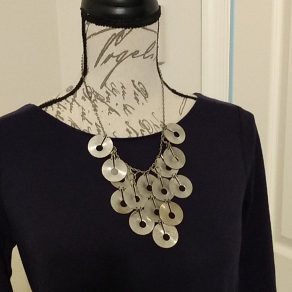 Anthropologie Bib necklace silver discs